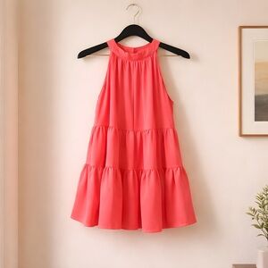 Glam Coral Tiered Kids Dress